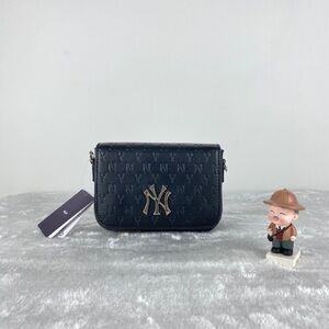 NY Monogram Black Leather Crossbody Bag